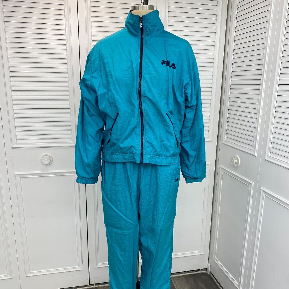 Fila Track Suit Women Sz. XL Turquoise with black accents